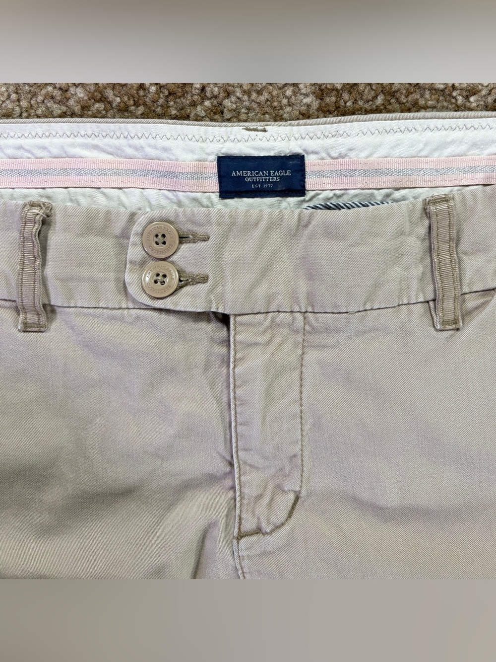 American Eagle Outfitters Women's 14 X-Long Khaki Beige Pants Stretch To Ankle